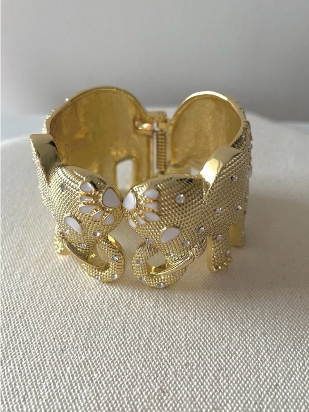 Lilly Pulitzer Gold Elephant Cuff Bracelet with White Accents